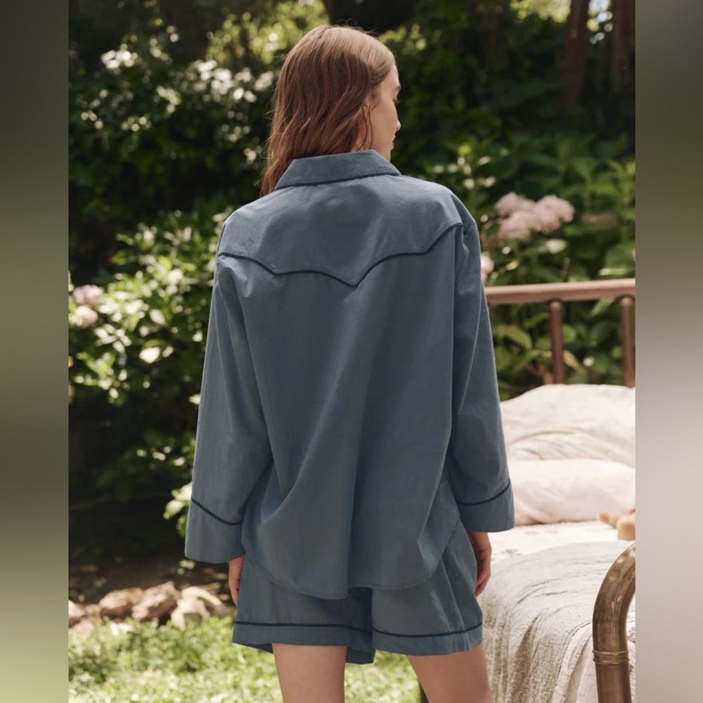 THE GREAT. Western Pajama Shirt Size 2 Anthropologie Pajama Top Medium - Picture 5 of 10